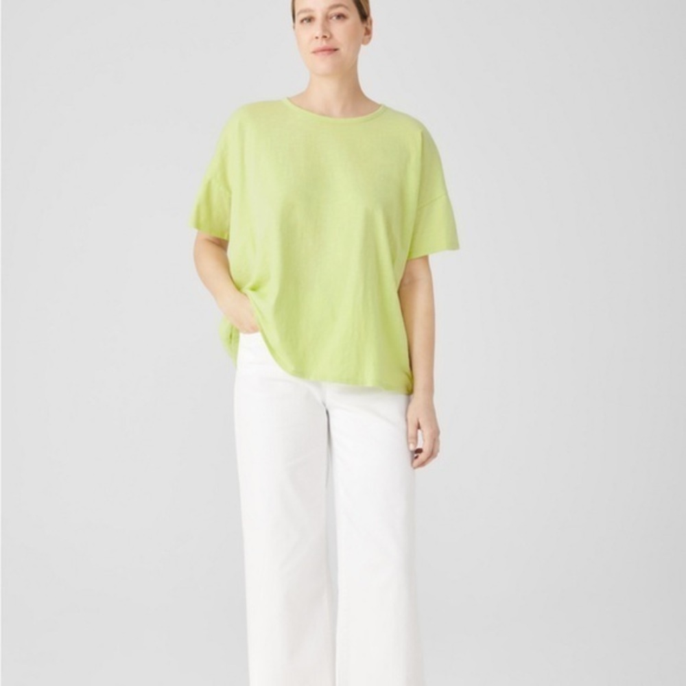 Eileen Fisher Crew Neck Tee, honeydew, XS, but more like a medium.